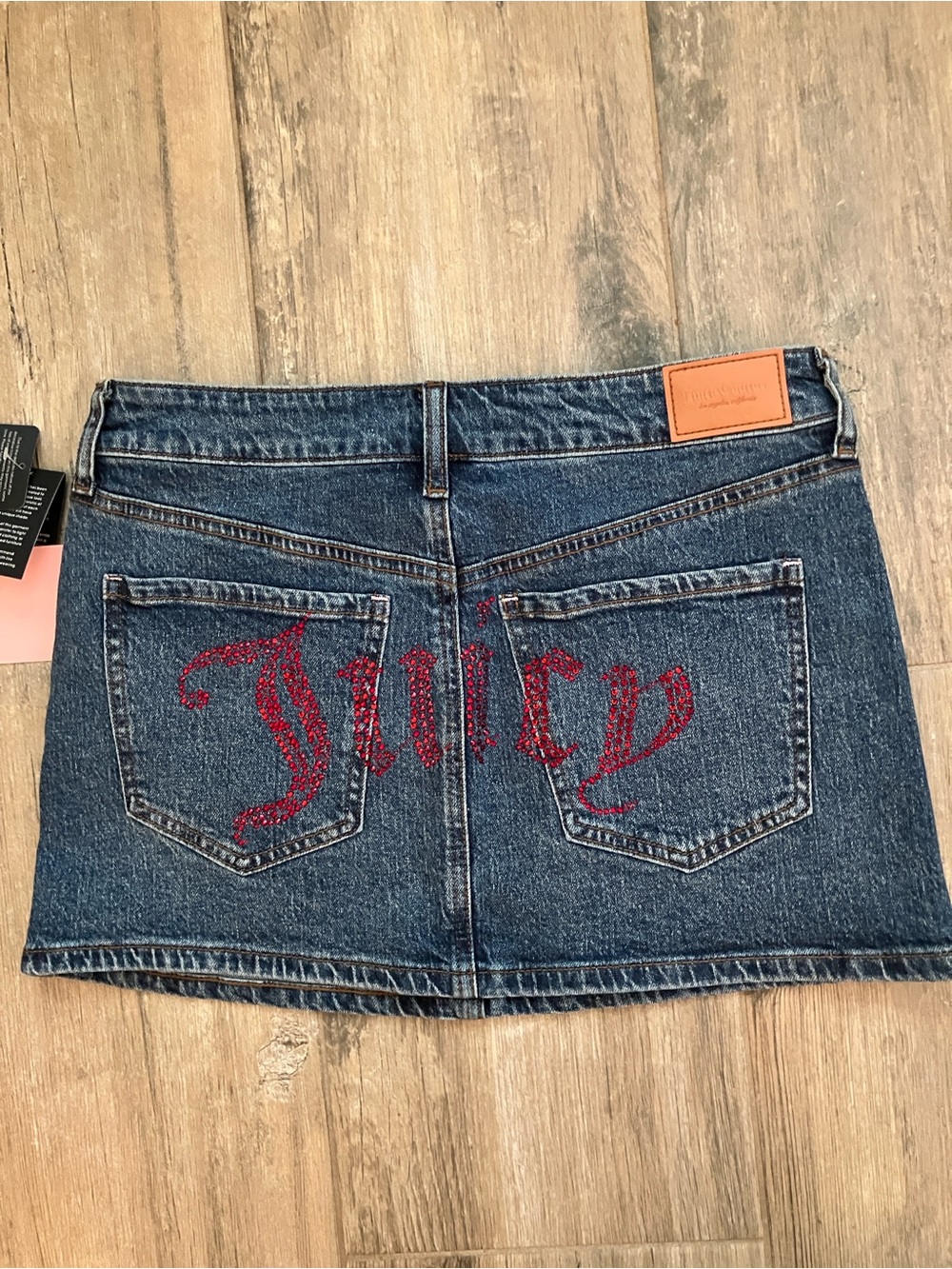 🍓Juicy Couture ✨bling✨ denim mini skirt sparkle bling logo on butt sz 5/27 NWT